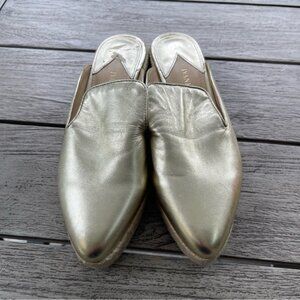 Ivanka Trump Xaylia Gold Leather Mule Slide Shoes Womens Size 8